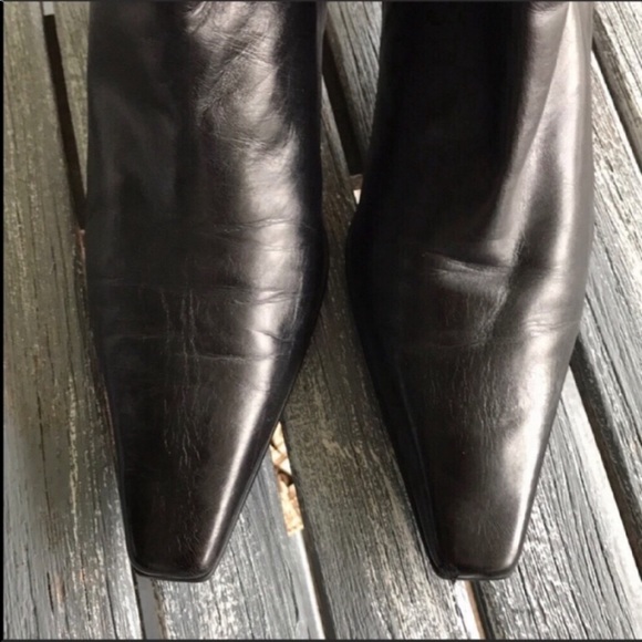 Black leather booties by Stuart Weitzman - Picture 4 of 7